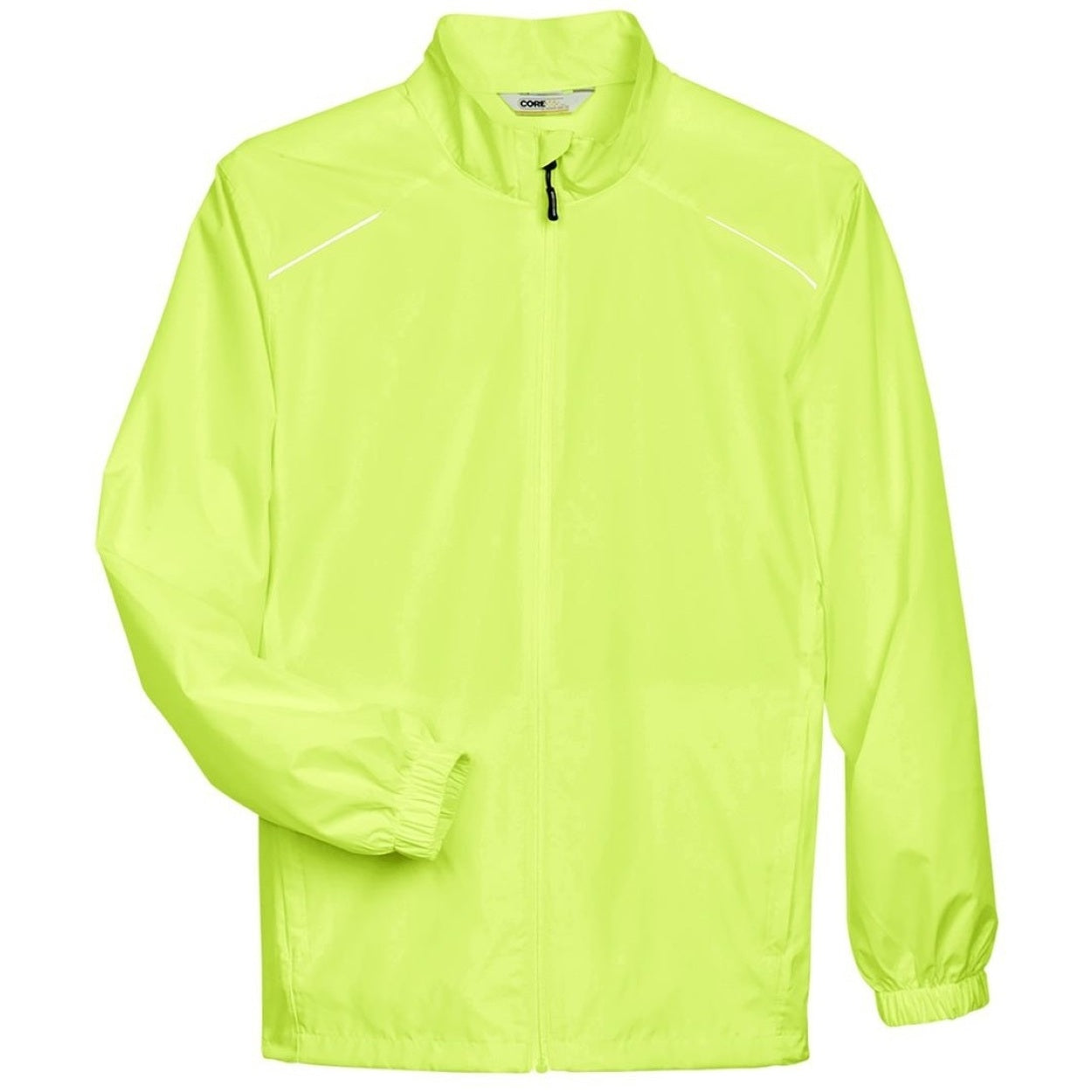 Safety yellow windbreaker on a white background