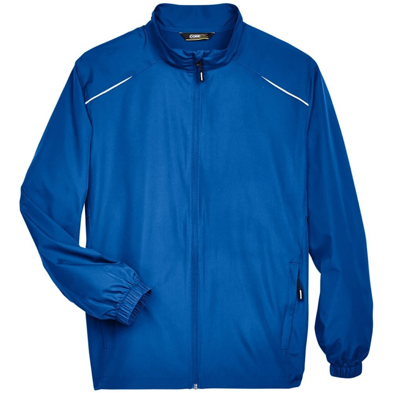 True royal blue windbreaker on a white background