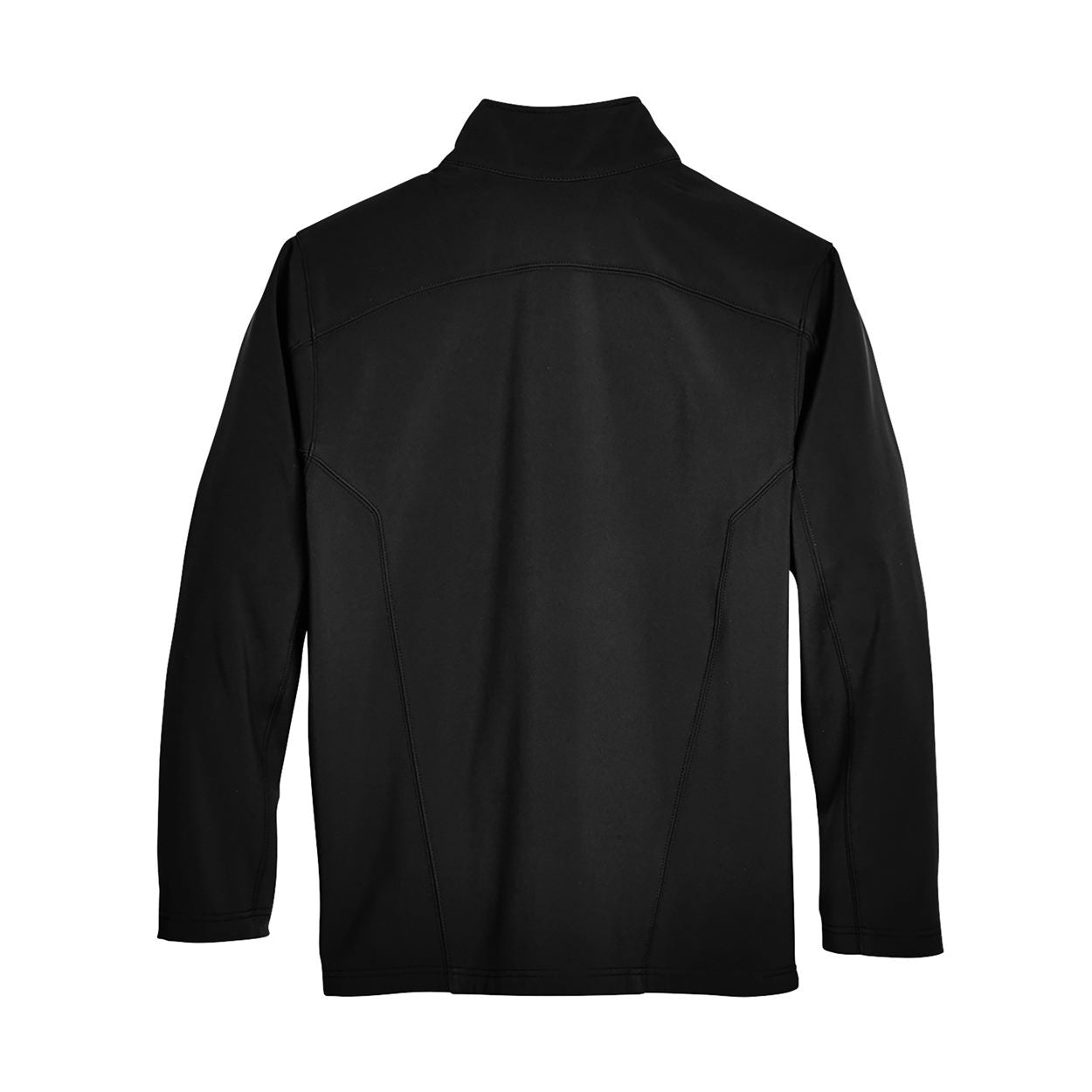 Black softshell jacket on a white background