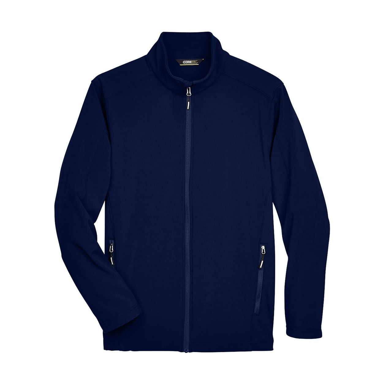 Classic navy softshell jacket on a white background