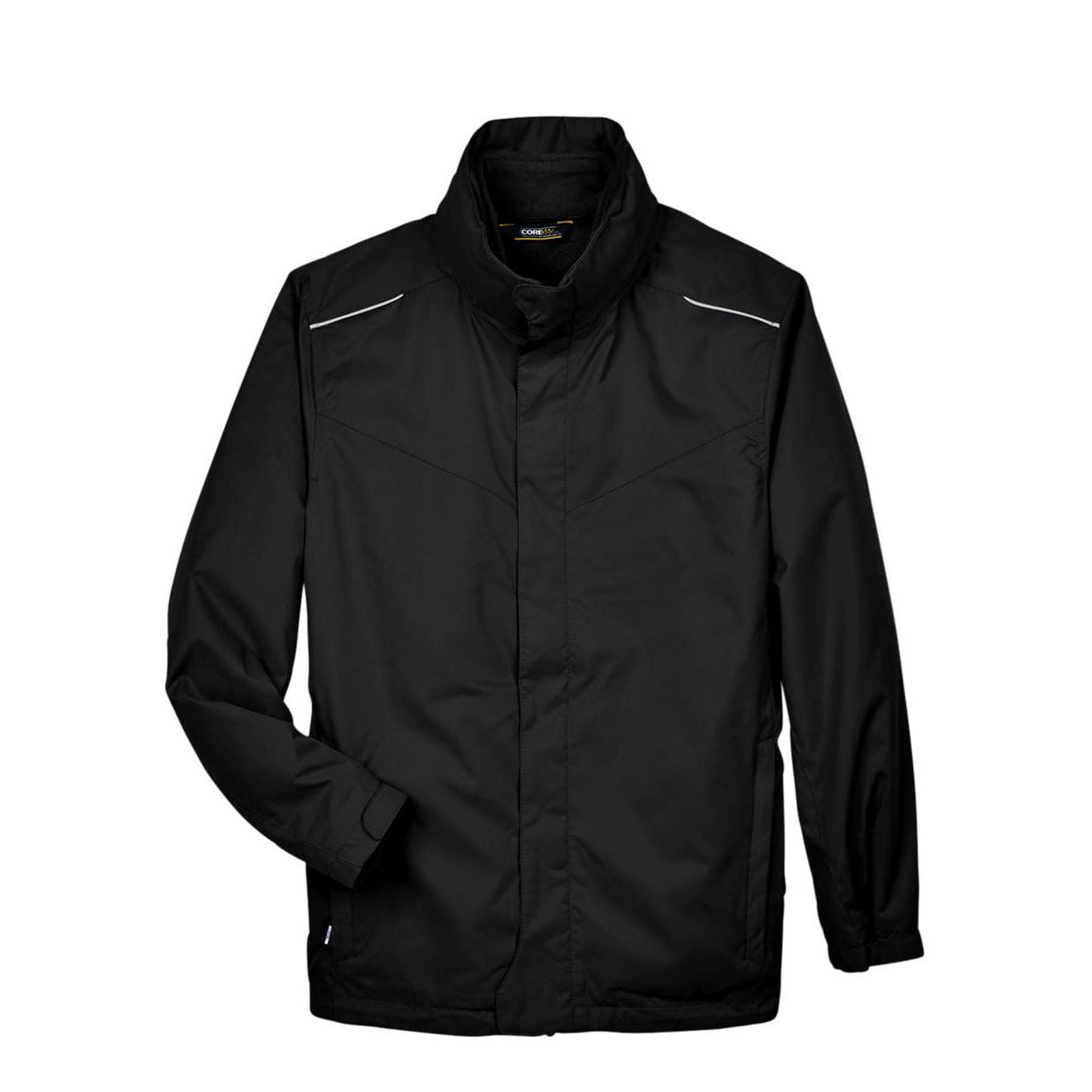 Black hybrid coat on a white background