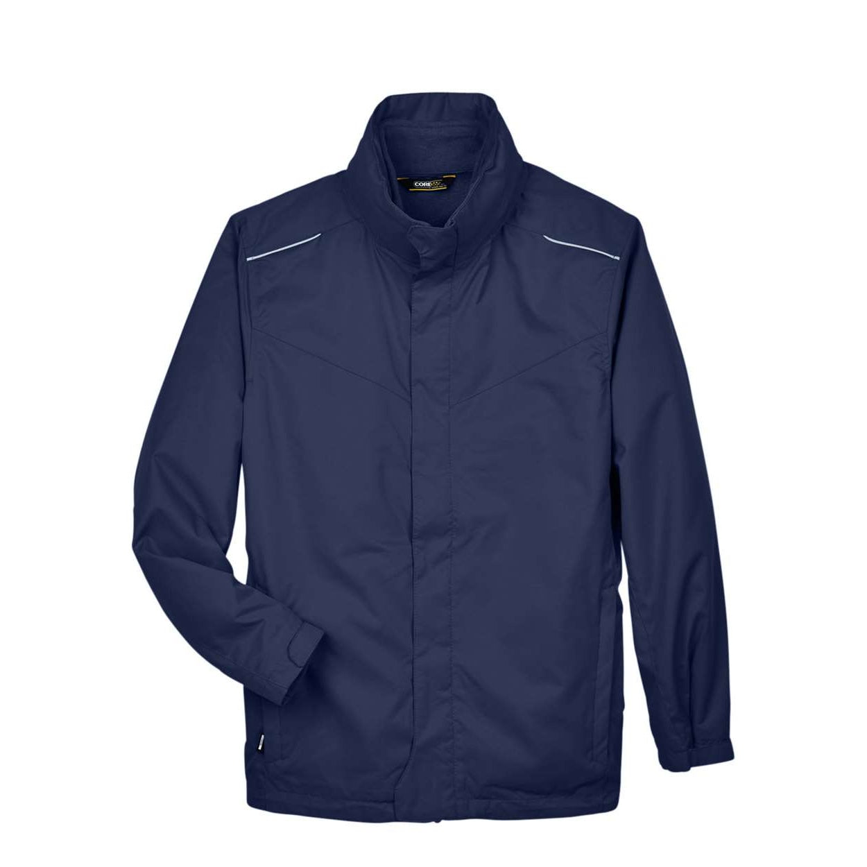 Classic navy hybrid coat on a white background