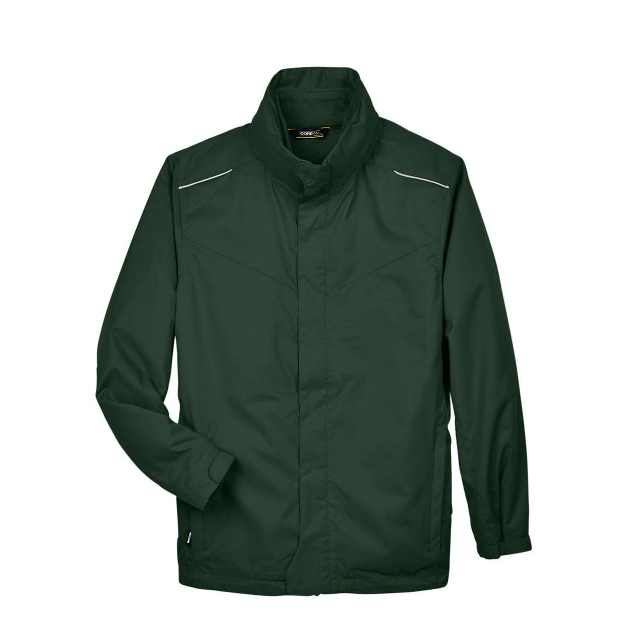 Forest green hybrid coat on a white background