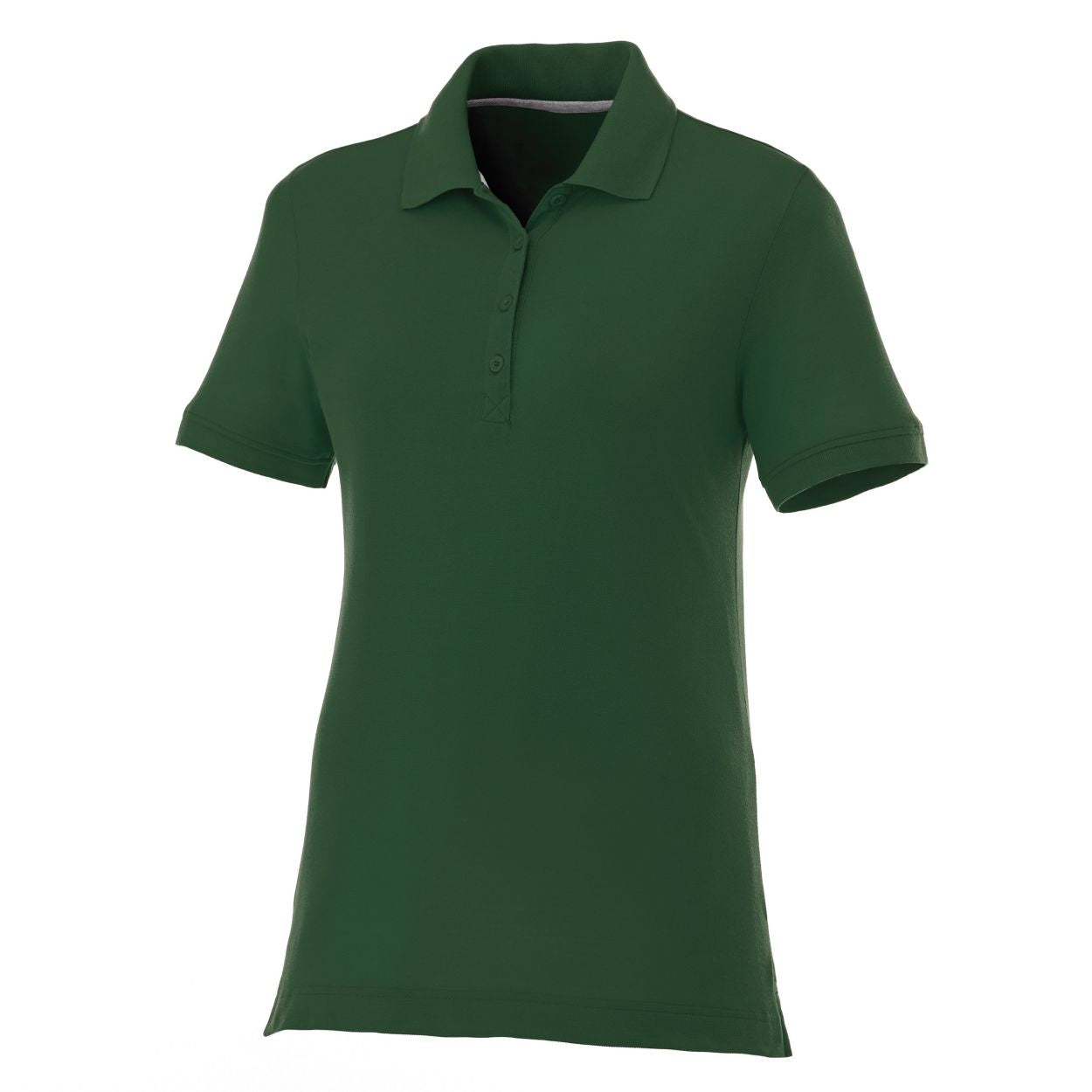 Forest green polo shirt on a white background