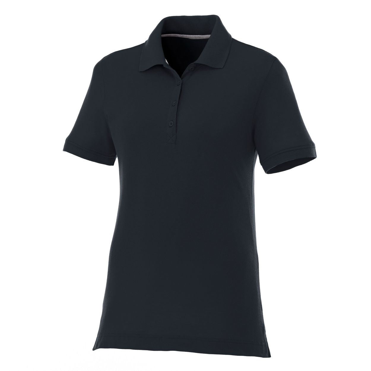 Navy polo shirt on a white background
