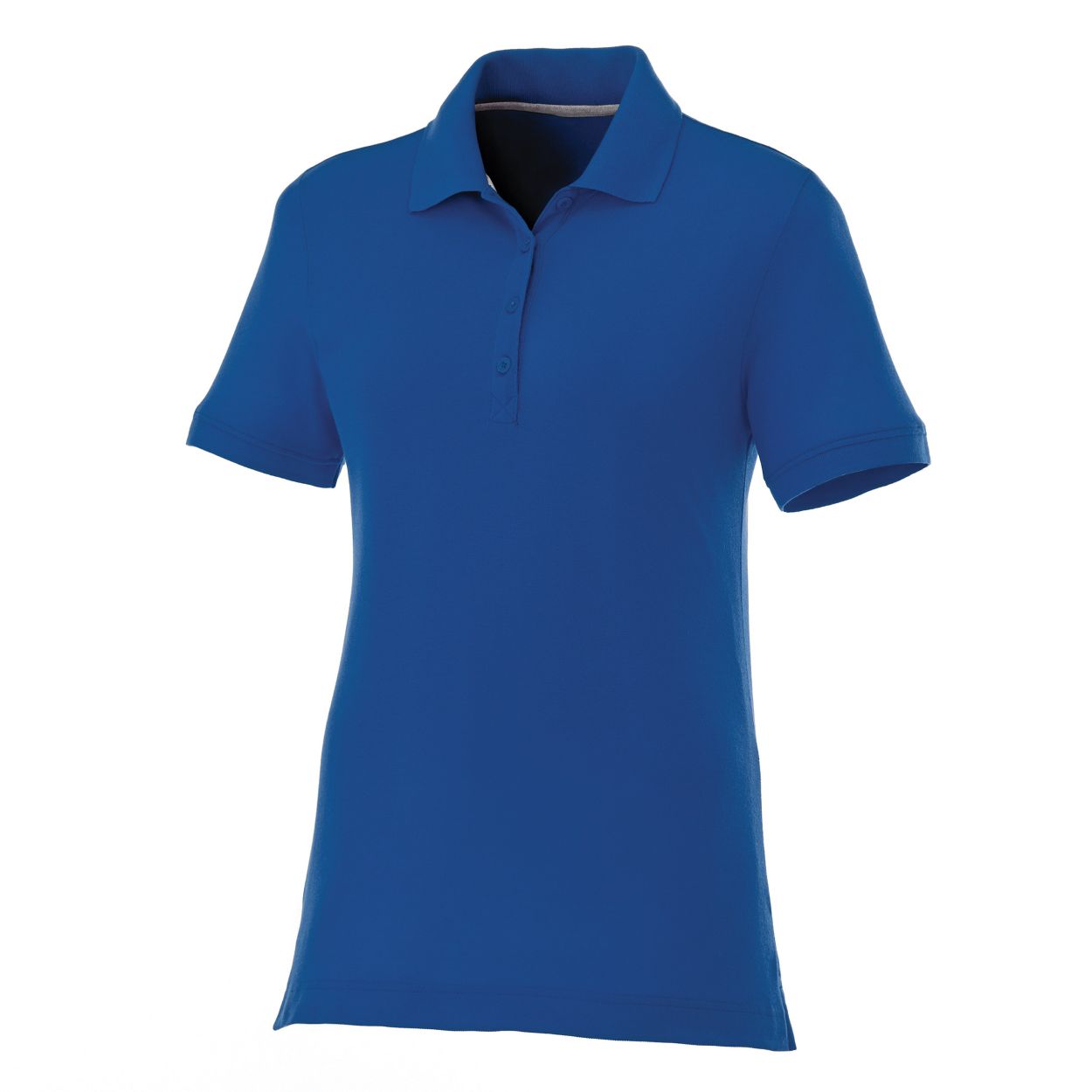 New royal blue polo shirt on a white background