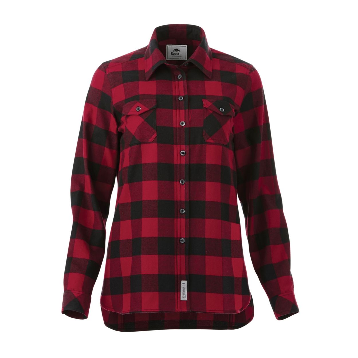 Dark red and black checkered shirt on a white background