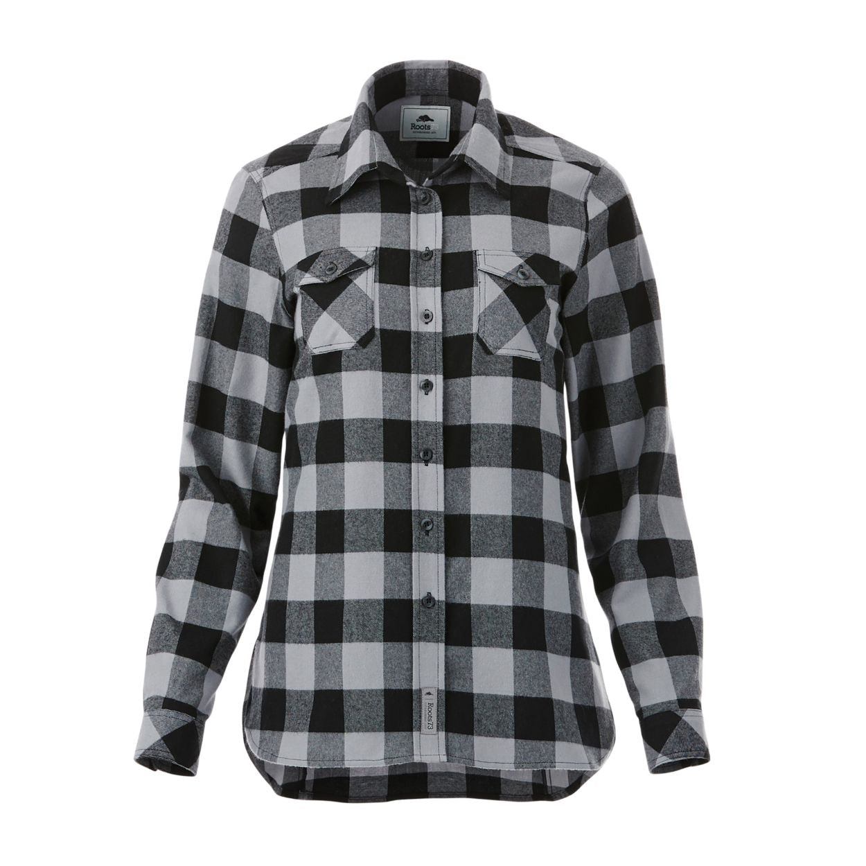 Quarry and black checkered shirt on a white background