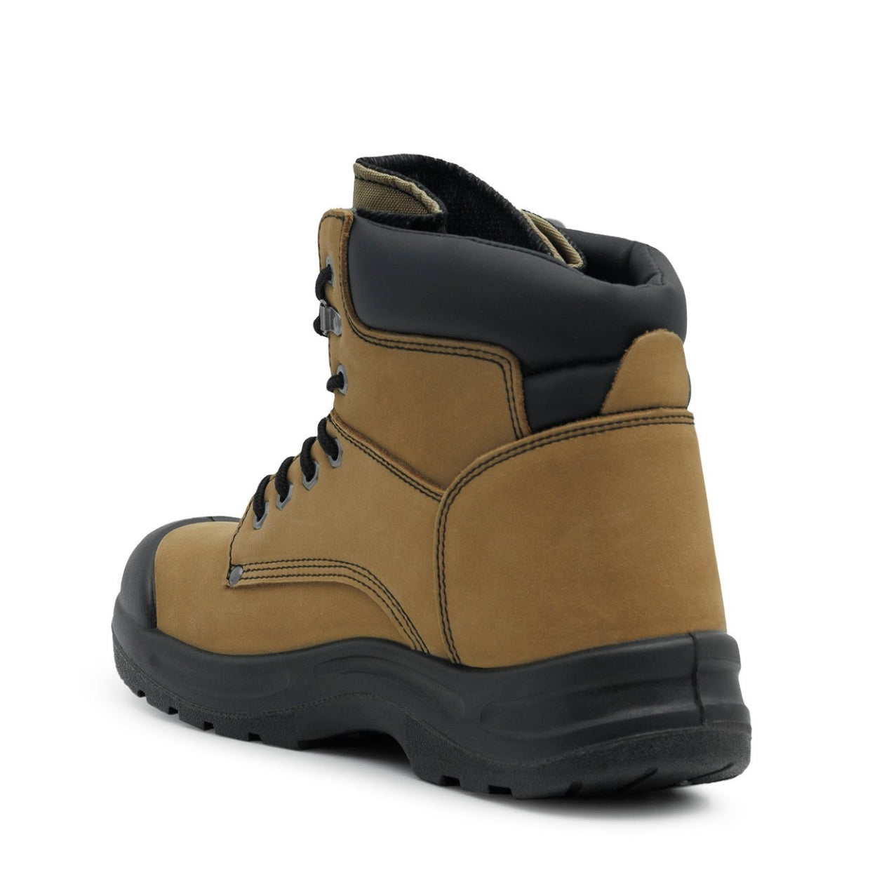 Tan boot on a white background