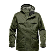 Moss parka with hood on a white background