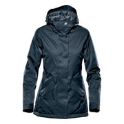 Indigo parka with hood on a white background