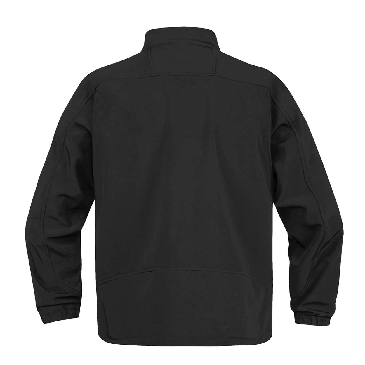 Black softshell jacket on a white background