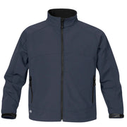 Navy softshell jacket on a white background