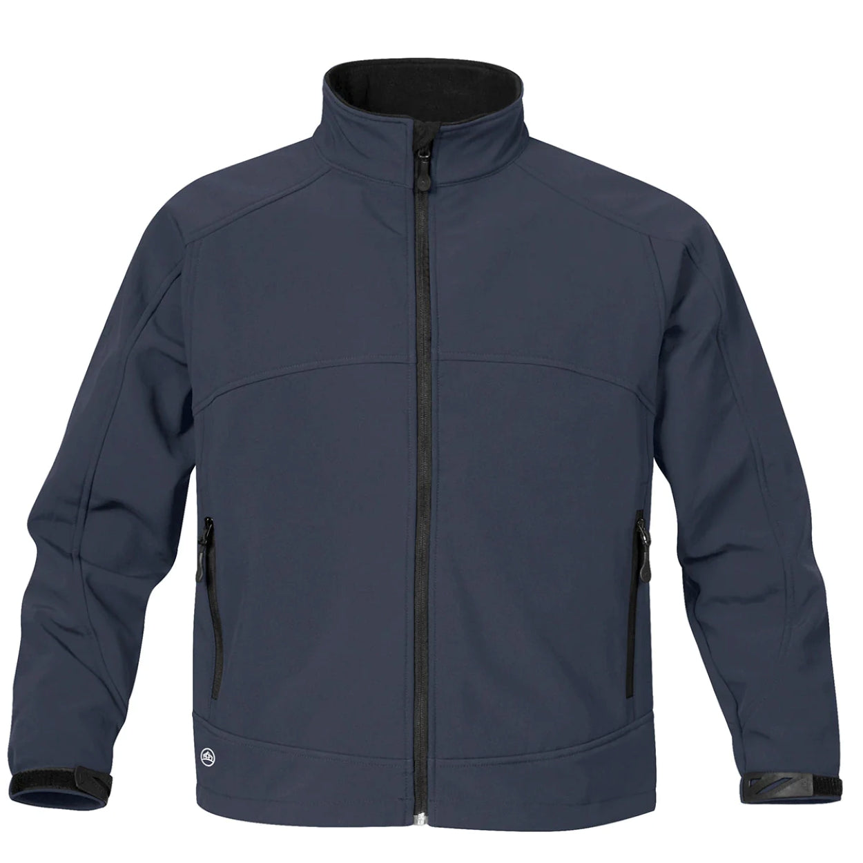 Navy softshell jacket on a white background
