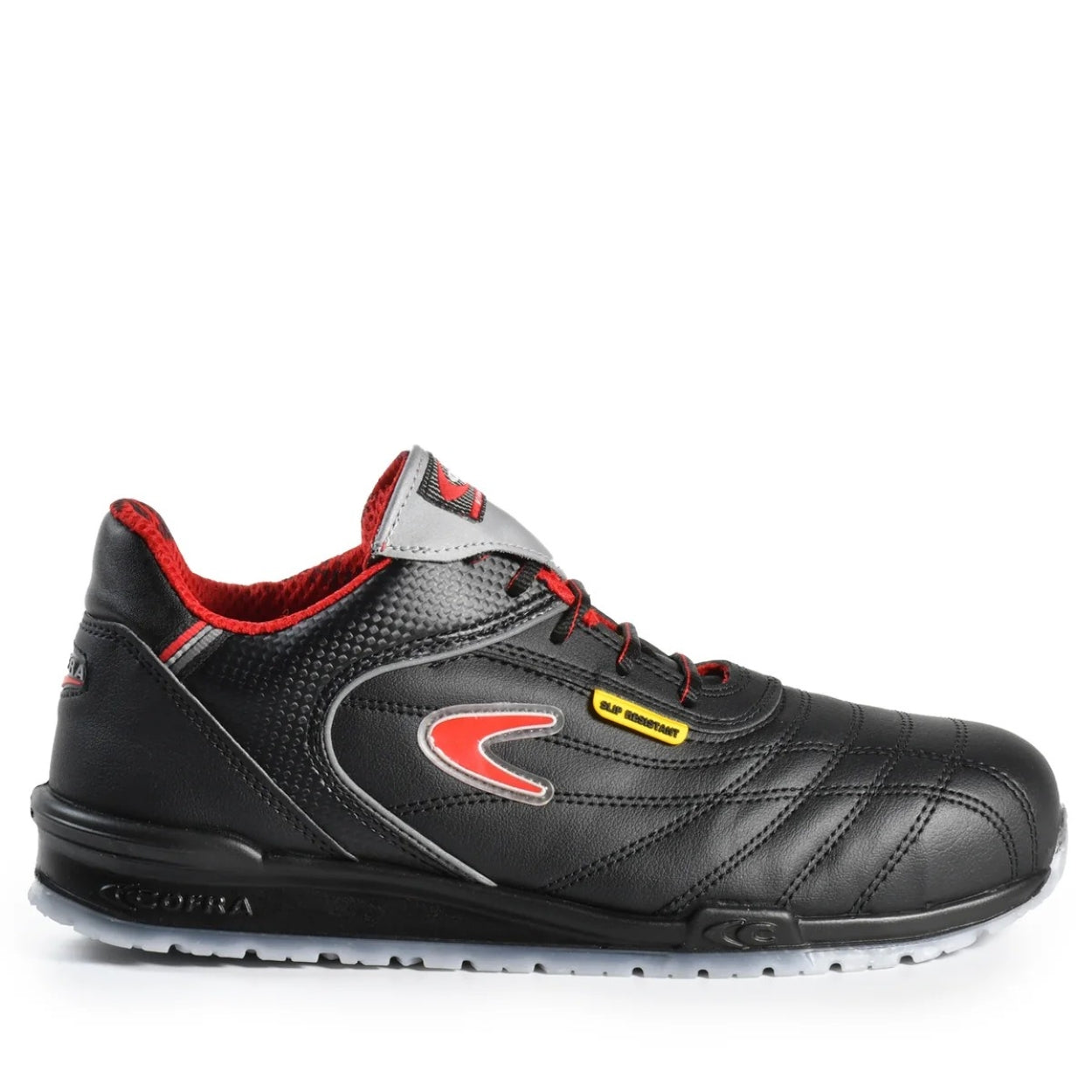 Black shoe on a white background