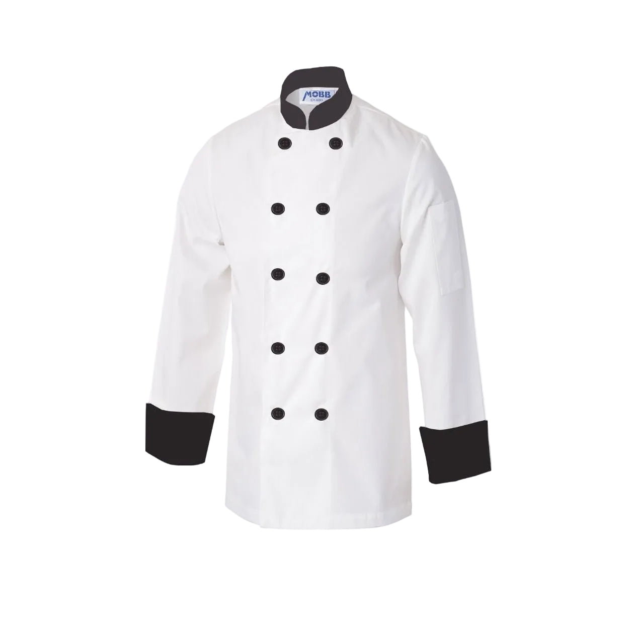 White/black chef coat on a white background