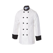 White/black chef coat on a white background