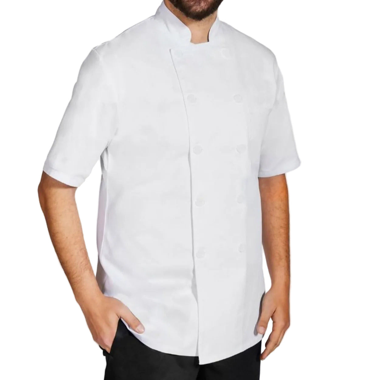 White chef coat on a white background