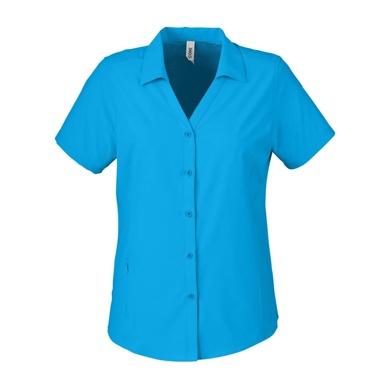 Electric blue shirt on a white background