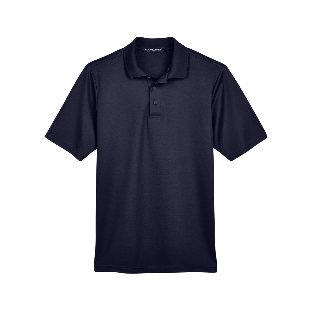 Navy polo shirt on a white background