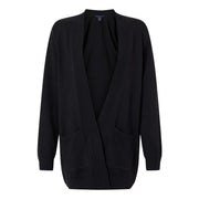 Black cardigan on a white background