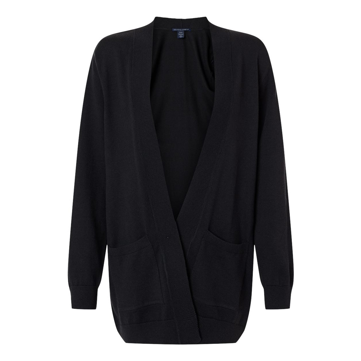 Black cardigan on a white background