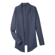 Navy melange cardigan on a white background