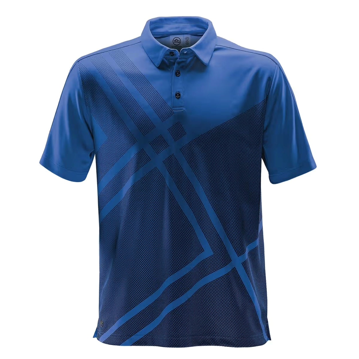 Azure blue polo shirt on a white background