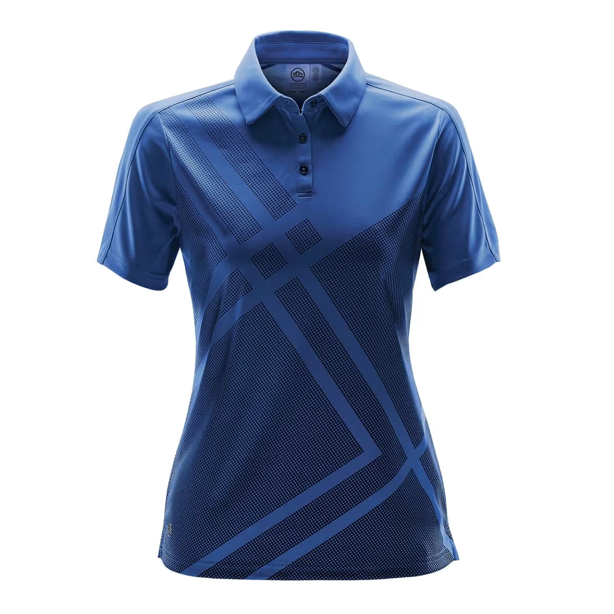 Azure blue polo shirt on a white background