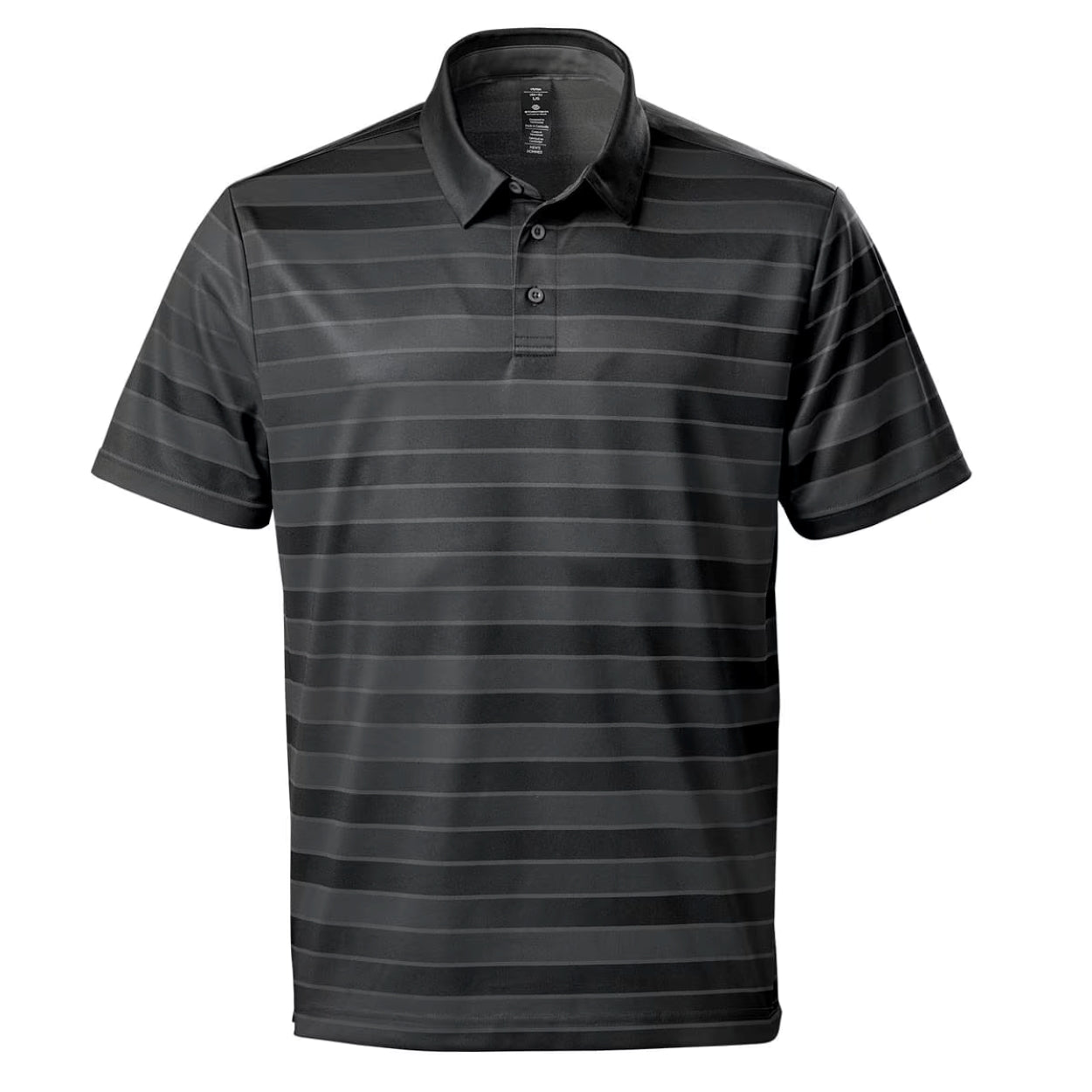 Dolphin grey striped polo shirt on a white background