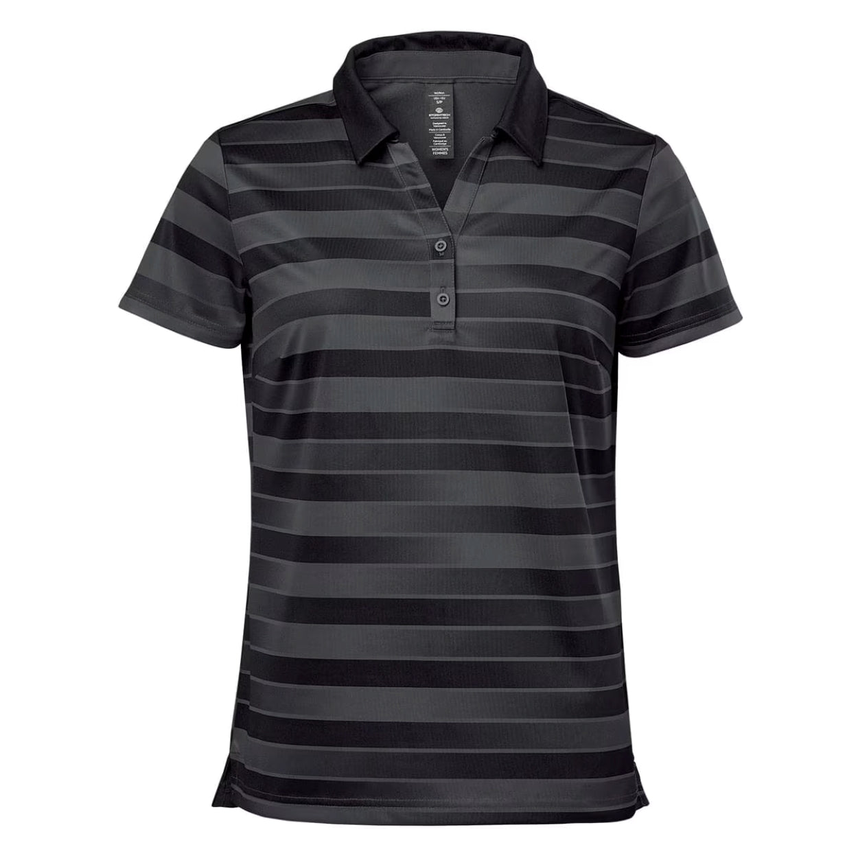 Dolphin grey striped polo shirt on a white background