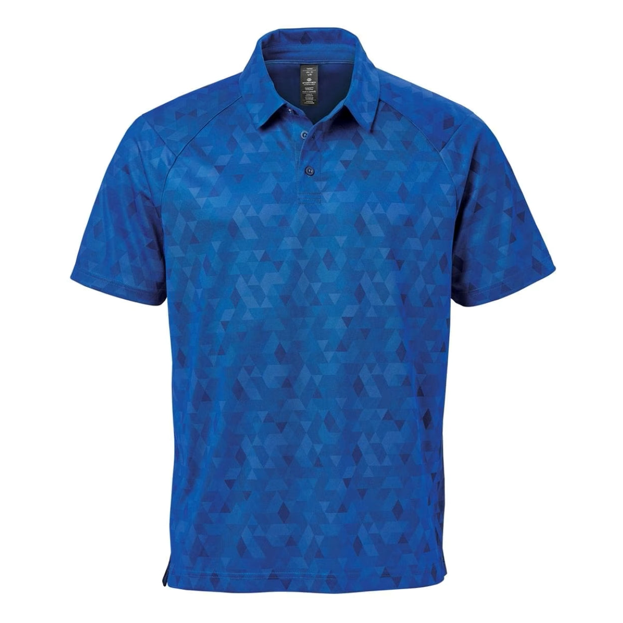 Classic blue patterned polo shirt on a white background