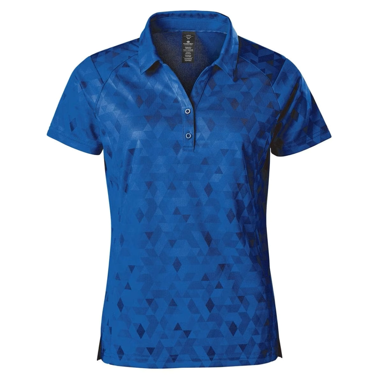 Classic blue patterned polo shirt on a white background