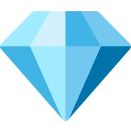 Blue diamond-shaped gem on a white background