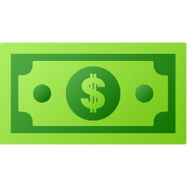 Green dollar bill icon on a white background