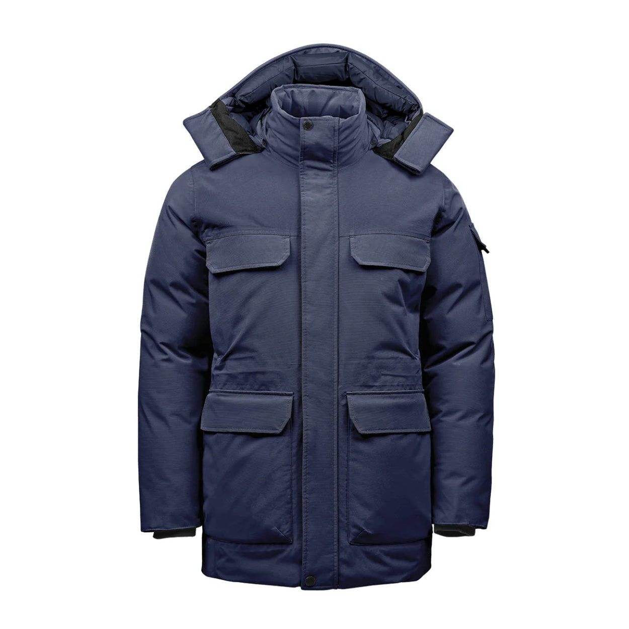 Midnight/midnight parka with hood on a white background