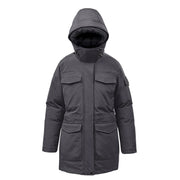 Granite/black parka with hood on a white background