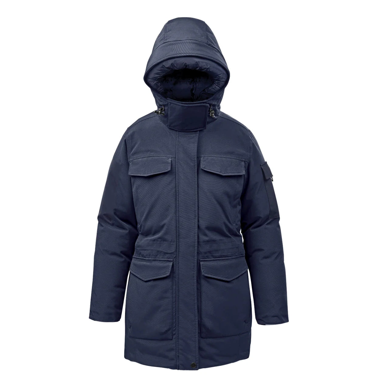 Midnight/midnight parka with hood on a white background