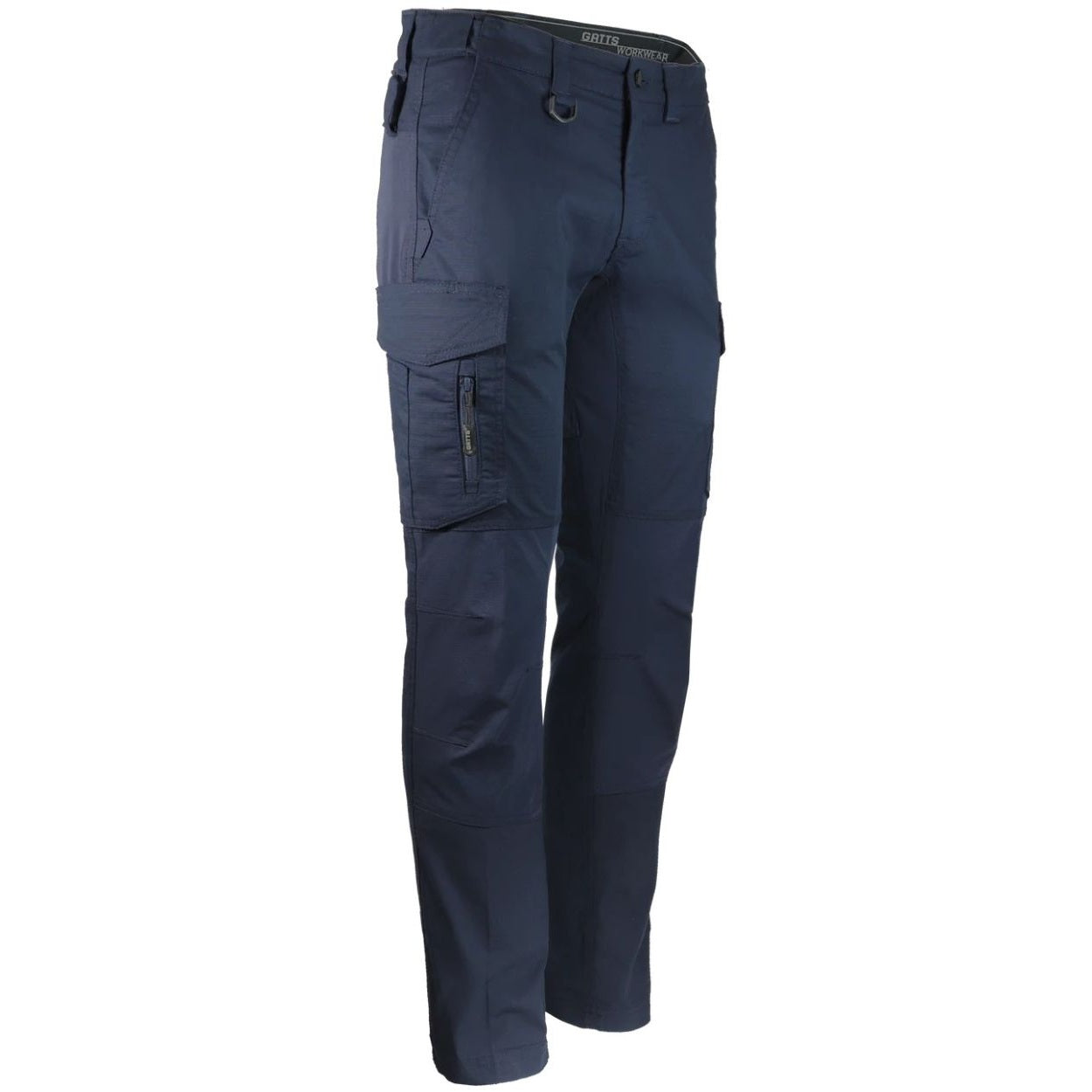 Navy cargo pants on a white background