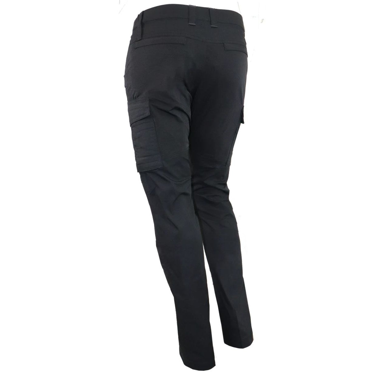 Black cargo pants on a white background