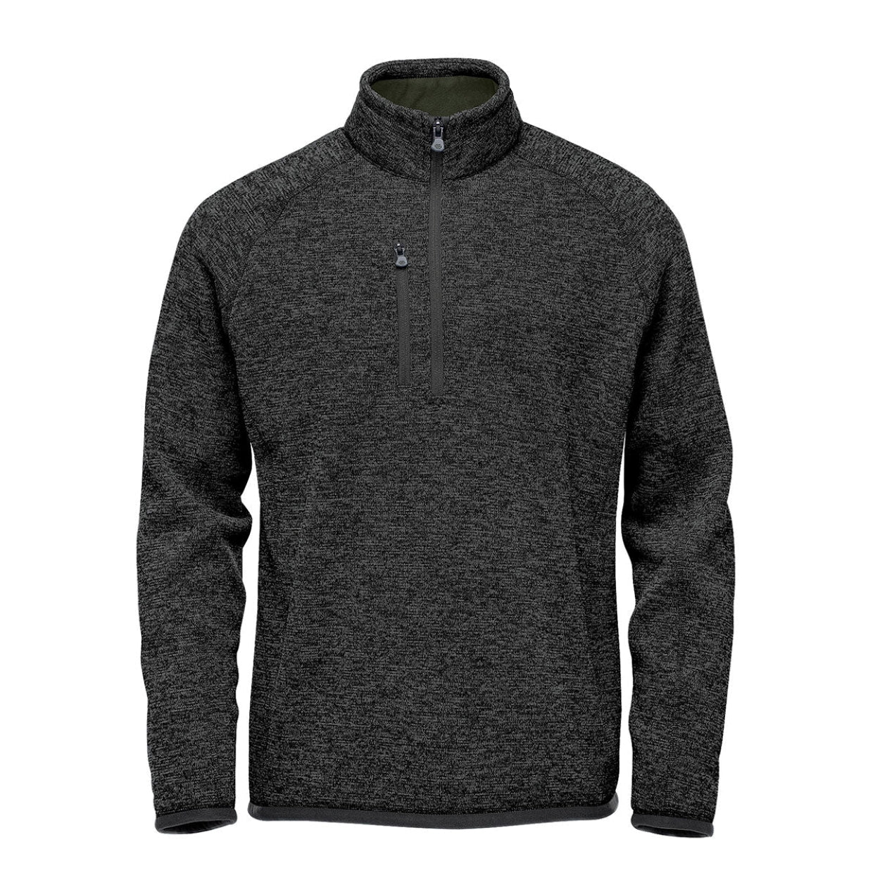 Black heather sweater on a white background