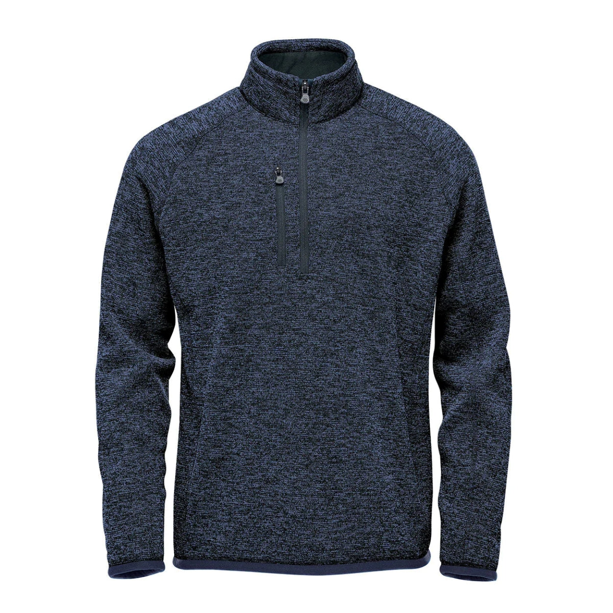 Navy heather sweater on a white background