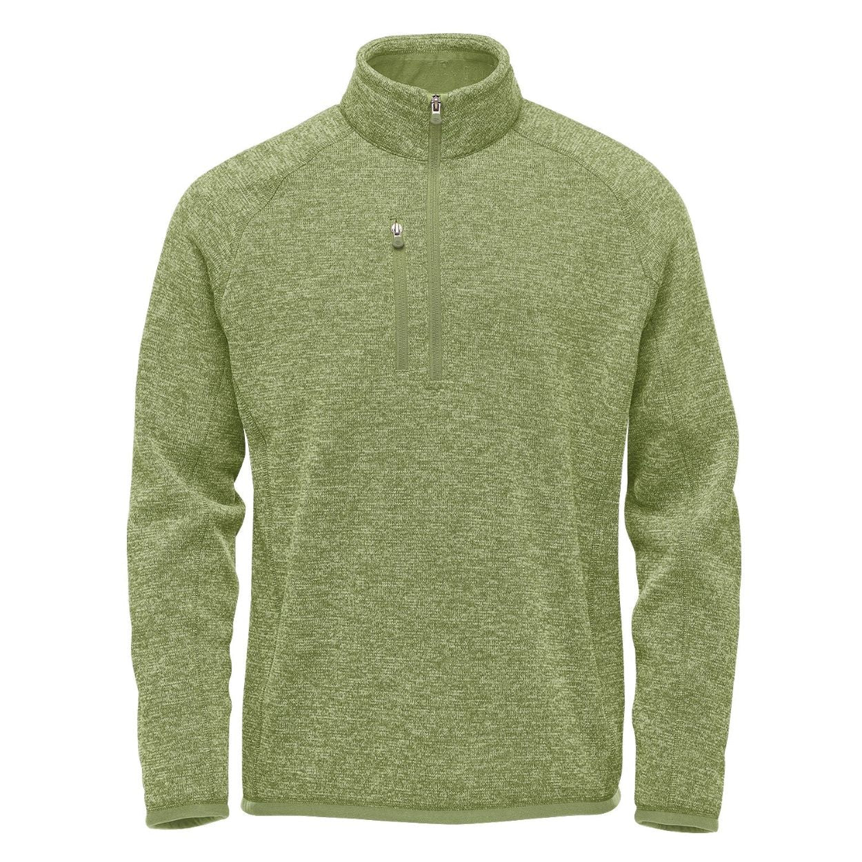 Sage green heather sweater on a white background