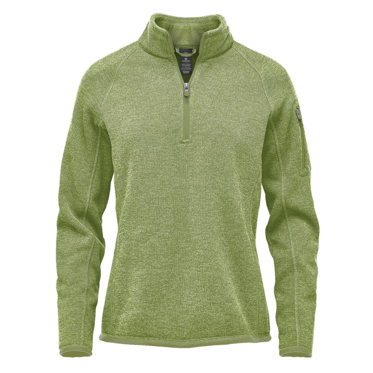 Sage green heather sweater on a white background
