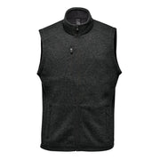 Black heather sweater vest on a white background