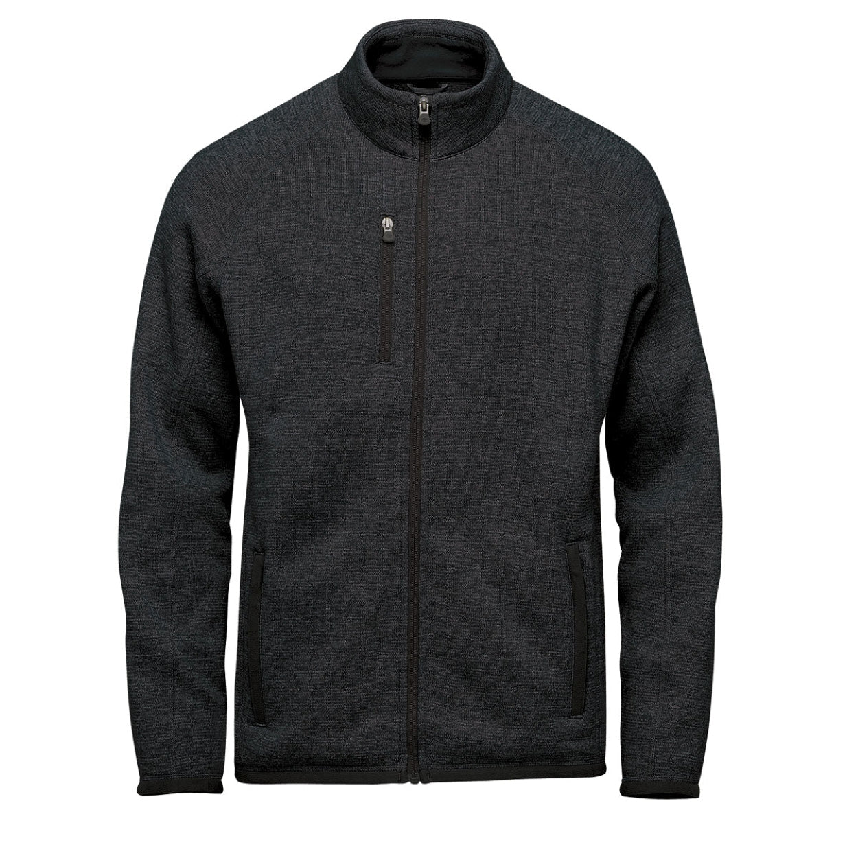 Black heather sweater on a white background