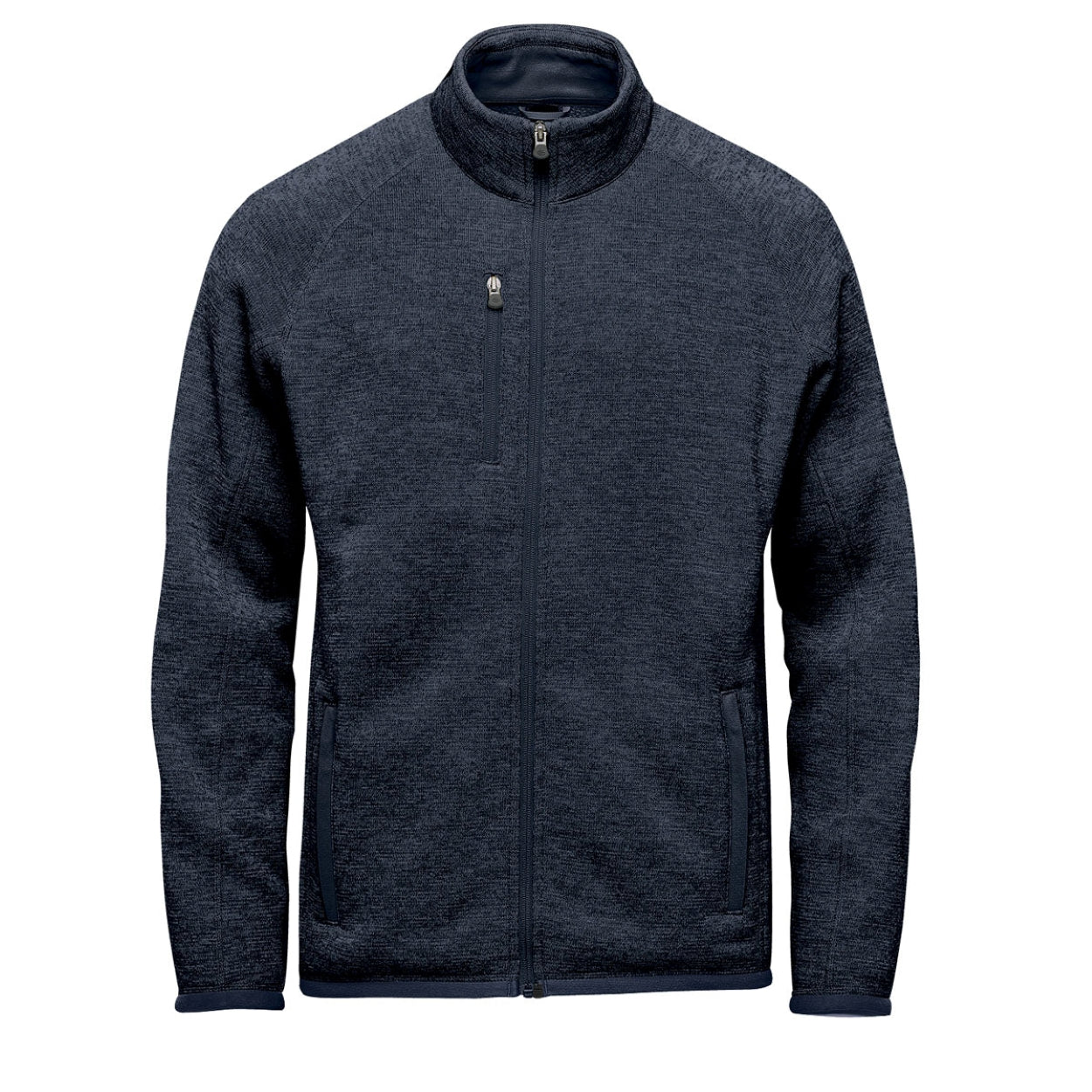 Navy heather sweater on a white background