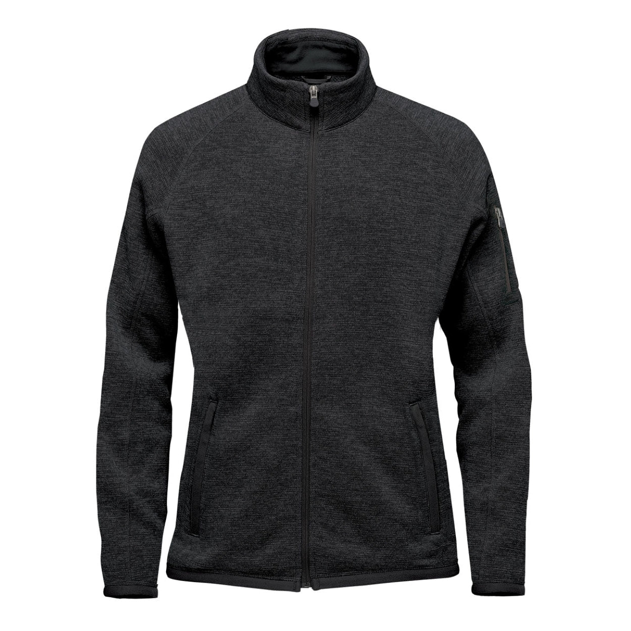 Black heather sweater on a white background
