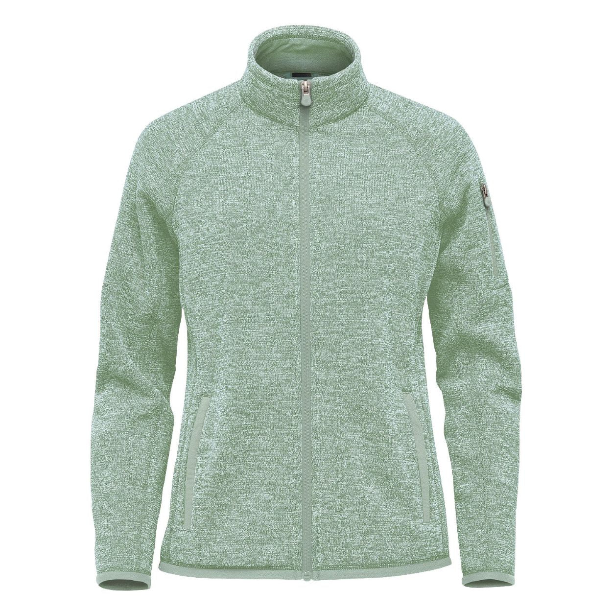 Ice blue heather sweater on a white background