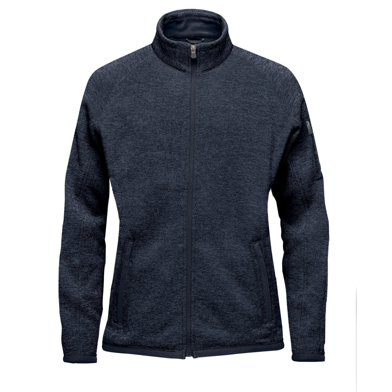 Navy heather sweater on a white background